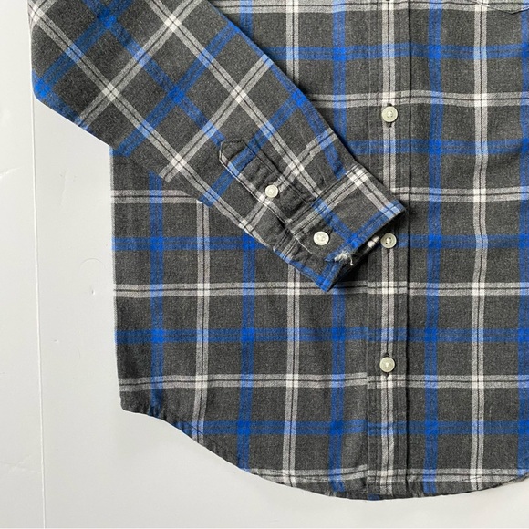Janie and Jack Shirt Size 8 Boys Button Up Plaid Dress Gray Blue 100% Cotton EUC - Picture 4 of 16